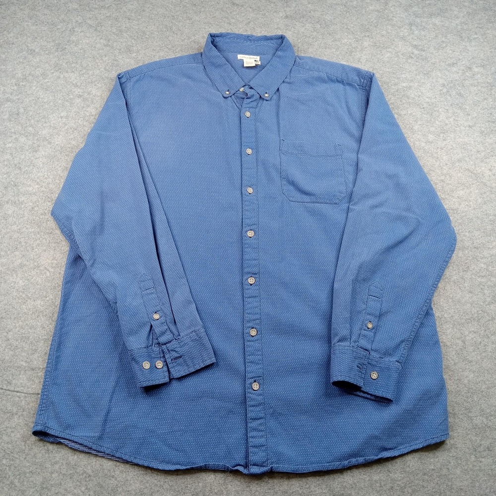 Carbon 2 Cobalt Shirt‎ Mens XLT Blue Polka Dot Button Front Long Sleeve Casual